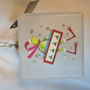 Robert Stanley Festive Square Christmas Ornament Featuring a Frog